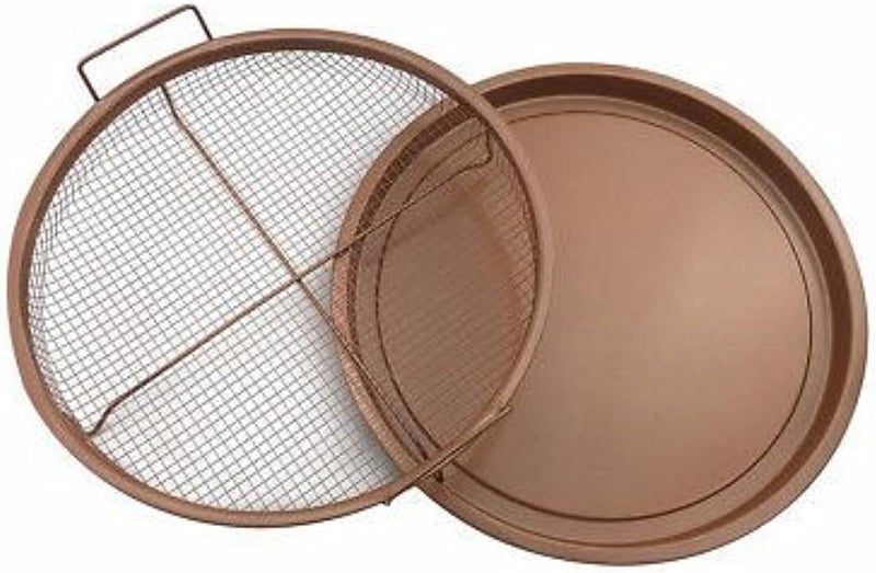 Spaceshoop Copper Collection Nonstick Round Crisper Tray, Oven, Turn Your Oven Into An Air Fryer - 2 Pc Set, Frying Basket And Baking Sheet, Dishwasher Safe, Heat-Resistant - Image 5
