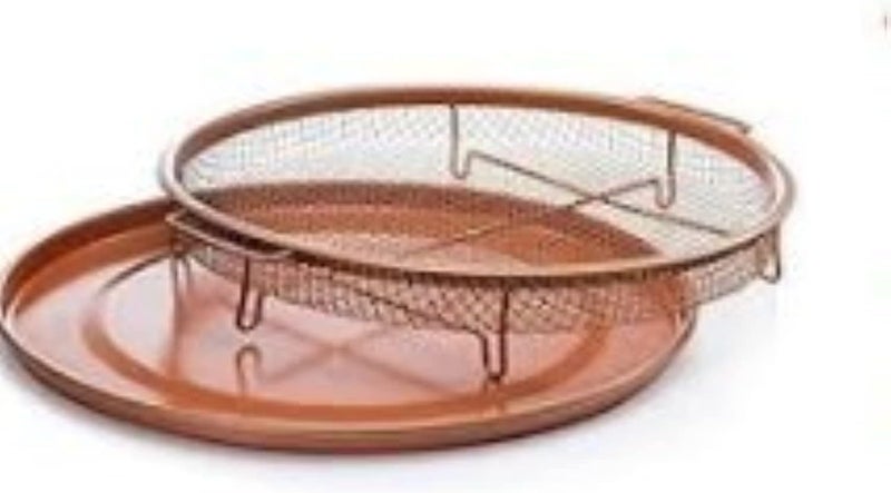 Spaceshoop Copper Collection Nonstick Round Crisper Tray, Oven, Turn Your Oven Into An Air Fryer - 2 Pc Set, Frying Basket And Baking Sheet, Dishwasher Safe, Heat-Resistant - Image 4