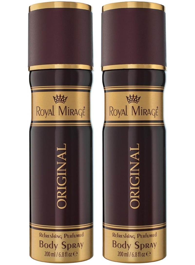 Royal Mirage Body Spray Original Fragrance - Pack of 2,200ml