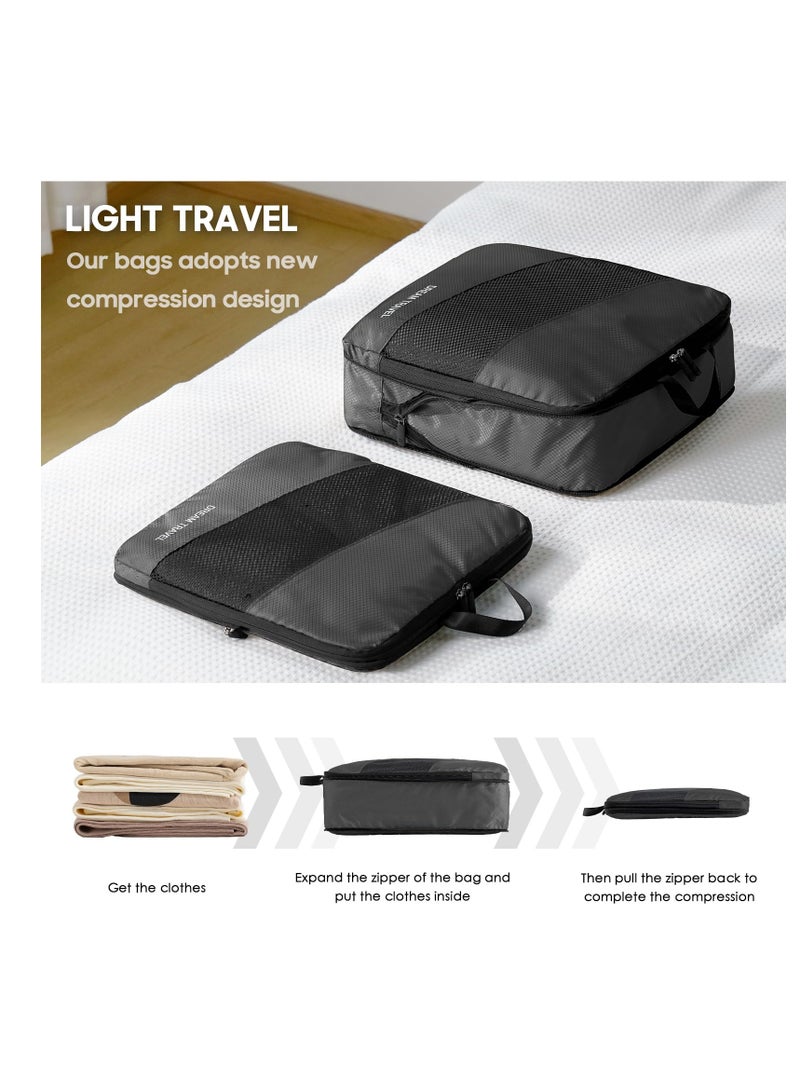 Excefore Packing Cubes for Travel, 6 Pcs Lightweight Luggage Organizer Bag Travel Cubes, Durable Travel Bags, Foldable Suitcase Bags Set for Travel Accessories and Essentials, Black - Image 3