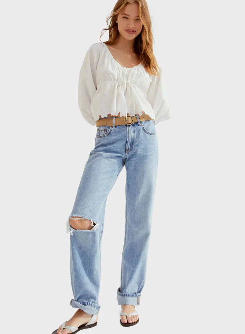 MANGO Youth Ripped Jeans