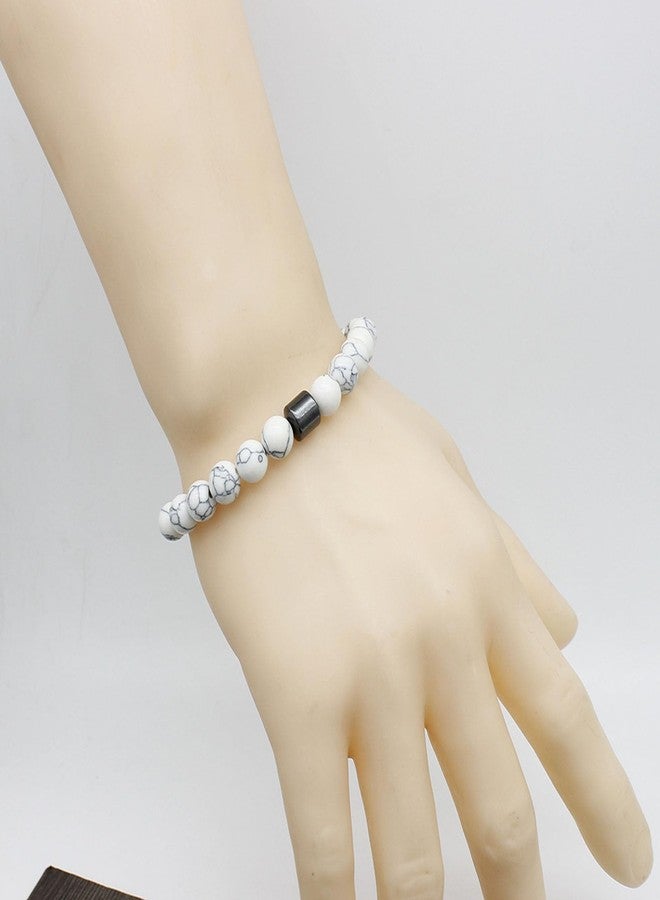 BlingNook Anti Smoking Bracelets For Women Man, Quit Smoke Adjustable Cessation Hematite Bead Sobriety Bracelets Anti Anxiety Bracelets Helps Relief Anxiety Therapy Jewelry Gift(Black&White) - Image 2