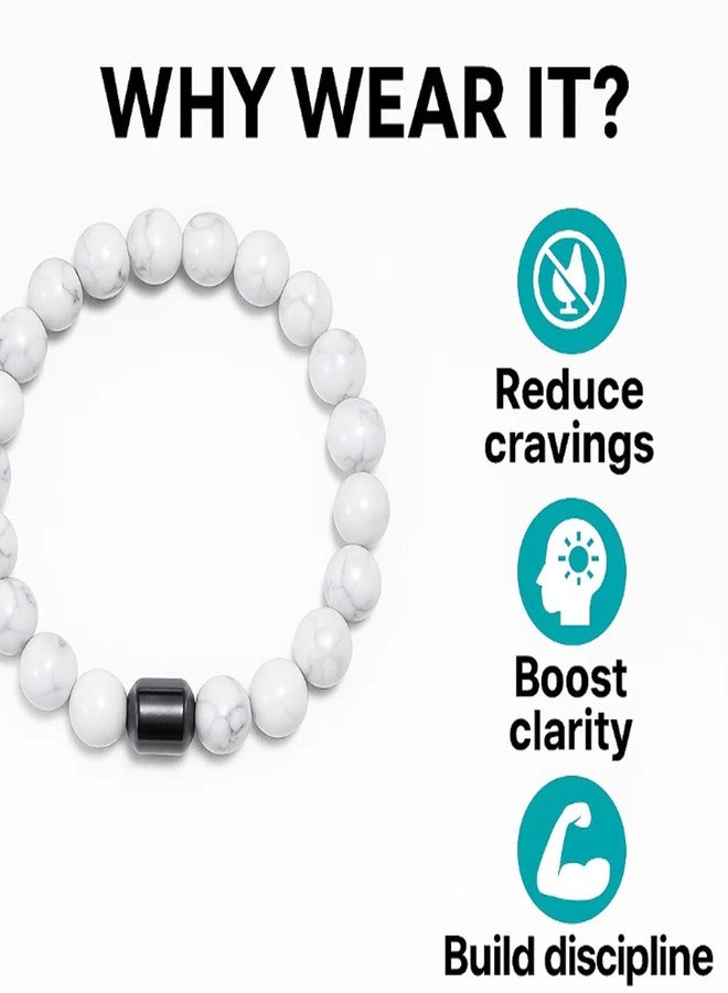 BlingNook Anti Smoking Bracelets For Women Man, Quit Smoke Adjustable Cessation Hematite Bead Sobriety Bracelets Anti Anxiety Bracelets Helps Relief Anxiety Therapy Jewelry Gift(Black&White) - Image 5
