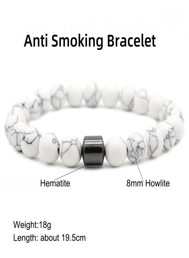 BlingNook Anti Smoking Bracelets For Women Man, Quit Smoke Adjustable Cessation Hematite Bead Sobriety Bracelets Anti Anxiety Bracelets Helps Relief Anxiety Therapy Jewelry Gift(Black&White) - Image 3