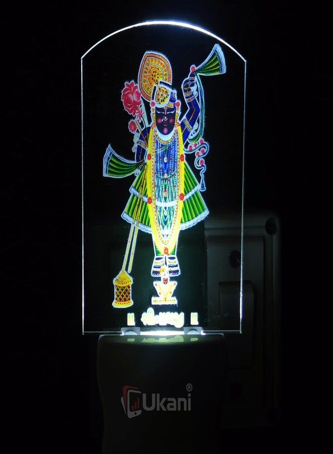 UKANI® SHREENATHJI Design Single Color White Light UV Multi Color Print Night Lamp for Temple/Home/Office/Gift - Image 1