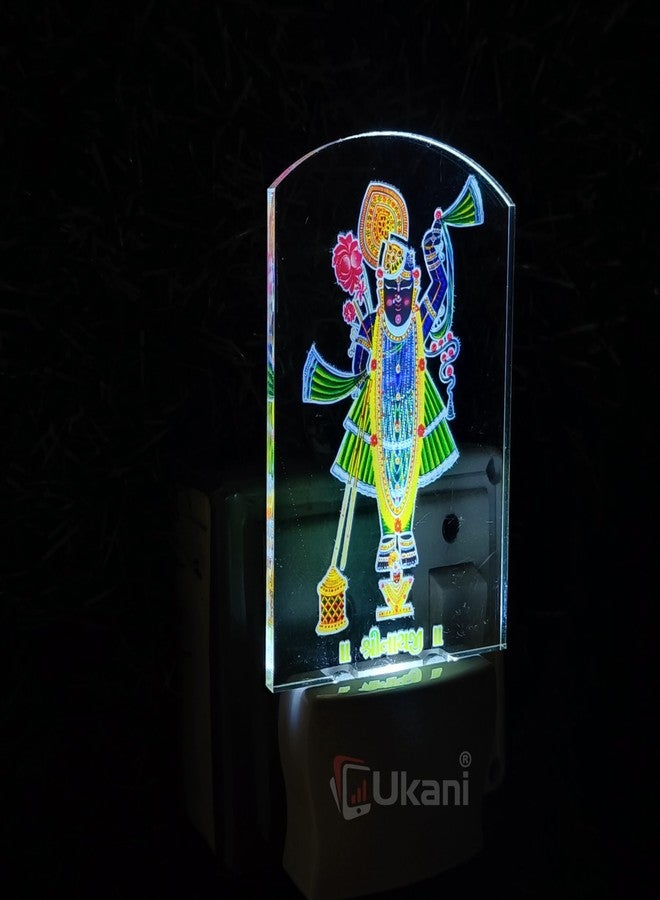 UKANI® SHREENATHJI Design Single Color White Light UV Multi Color Print Night Lamp for Temple/Home/Office/Gift - Image 2