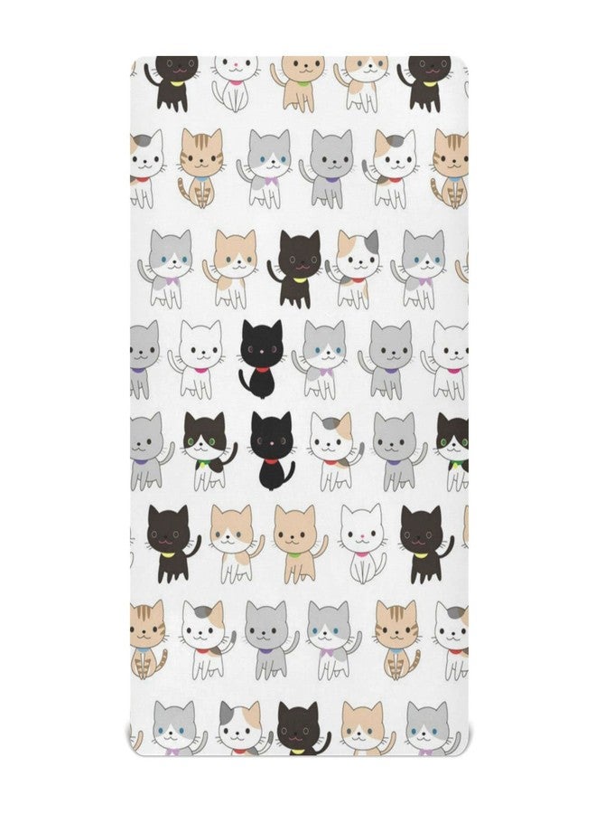 Kigai Cute Cats Crib Sheet for Boys and Girls Jersey Knit Fitted Crib Sheet Cozy Soft Breathable Baby Crib Sheet Standard Baby Sheet and Toddler Bed Sheet, 28x52 in - Image 1