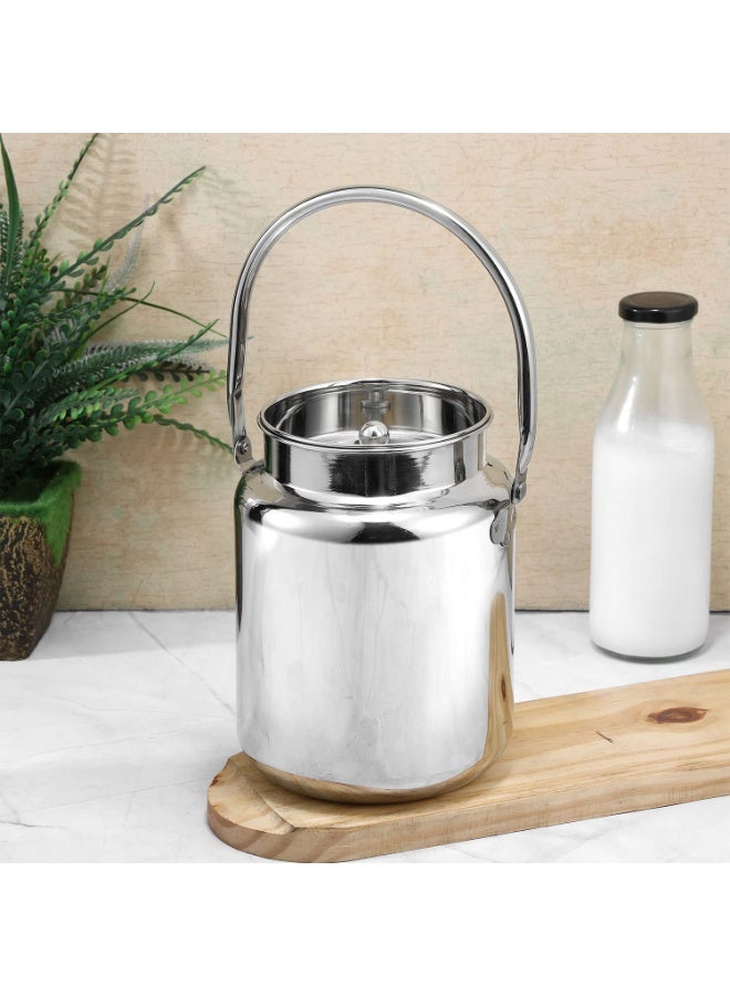 Kraft Stainless Steel Barni Jar with Lid and Handle - 4 Litre | Flat Base Container | Rust Free Milk Can | Easy to carry Milk Pot | Ideal for Oil, Ghee, Butter | Food Grade - Image 4