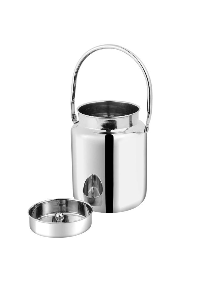 Kraft Stainless Steel Barni Jar with Lid and Handle - 4 Litre | Flat Base Container | Rust Free Milk Can | Easy to carry Milk Pot | Ideal for Oil, Ghee, Butter | Food Grade - Image 1