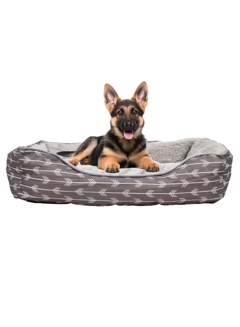 NNC PETS Orthopedic Plush Dog Bed for Small & Medium Dogs, Soft & Washable Pet Bed with Removable Cushion, Non-Slip Bottom, Ideal for Indoor, 80 cm Soft Dog Bed, Calming Pet Mattress, Washable Cushion, (Grey) - Image 1