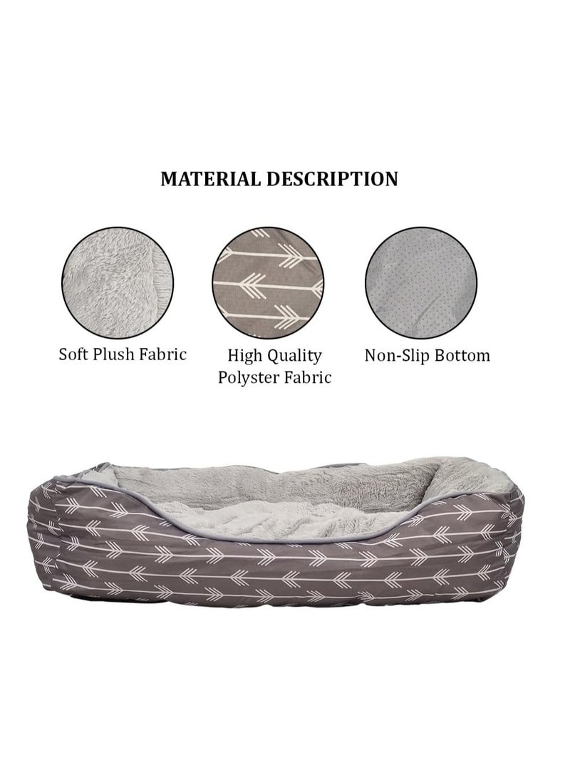NNC PETS Orthopedic Plush Dog Bed for Small & Medium Dogs, Soft & Washable Pet Bed with Removable Cushion, Non-Slip Bottom, Ideal for Indoor, 80 cm Soft Dog Bed, Calming Pet Mattress, Washable Cushion, (Grey) - Image 3