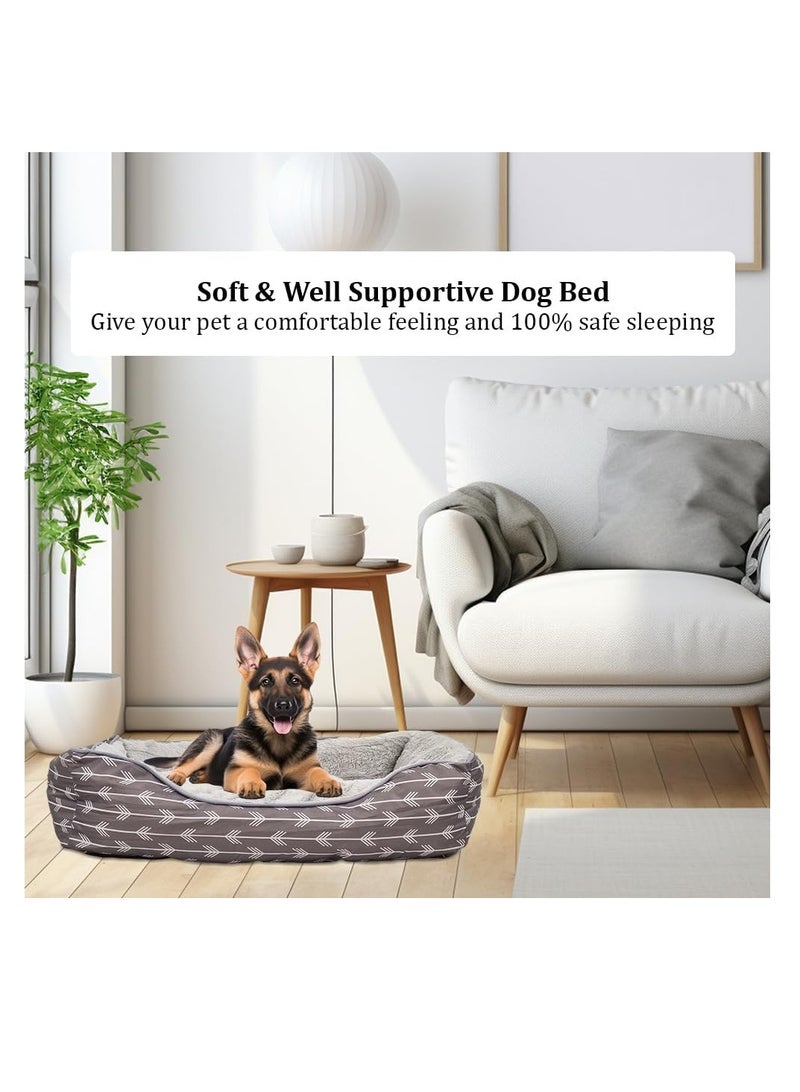 NNC PETS Orthopedic Plush Dog Bed for Small & Medium Dogs, Soft & Washable Pet Bed with Removable Cushion, Non-Slip Bottom, Ideal for Indoor, 80 cm Soft Dog Bed, Calming Pet Mattress, Washable Cushion, (Grey) - Image 4