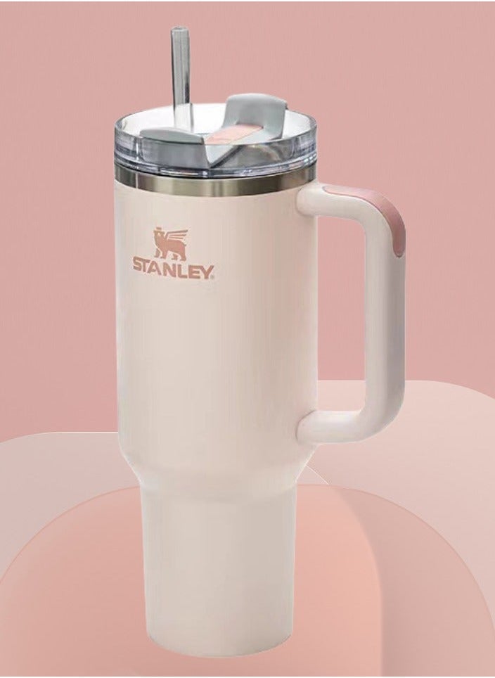Stanley - Quencher H2.0 FlowState Stainless Steel Vacuum Insulated Tumbler with Lid and Straw for Water, Iced Tea or Coffee, Smoothie,  Rose Quartz, 40 oz - Image 1