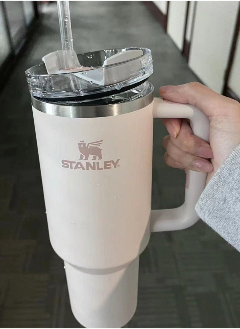 Stanley - Quencher H2.0 FlowState Stainless Steel Vacuum Insulated Tumbler with Lid and Straw for Water, Iced Tea or Coffee, Smoothie,  Rose Quartz, 40 oz - Image 1
