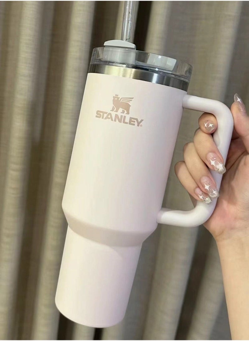 Stanley - Quencher H2.0 FlowState Stainless Steel Vacuum Insulated Tumbler with Lid and Straw for Water, Iced Tea or Coffee, Smoothie,  Rose Quartz, 40 oz - Image 1