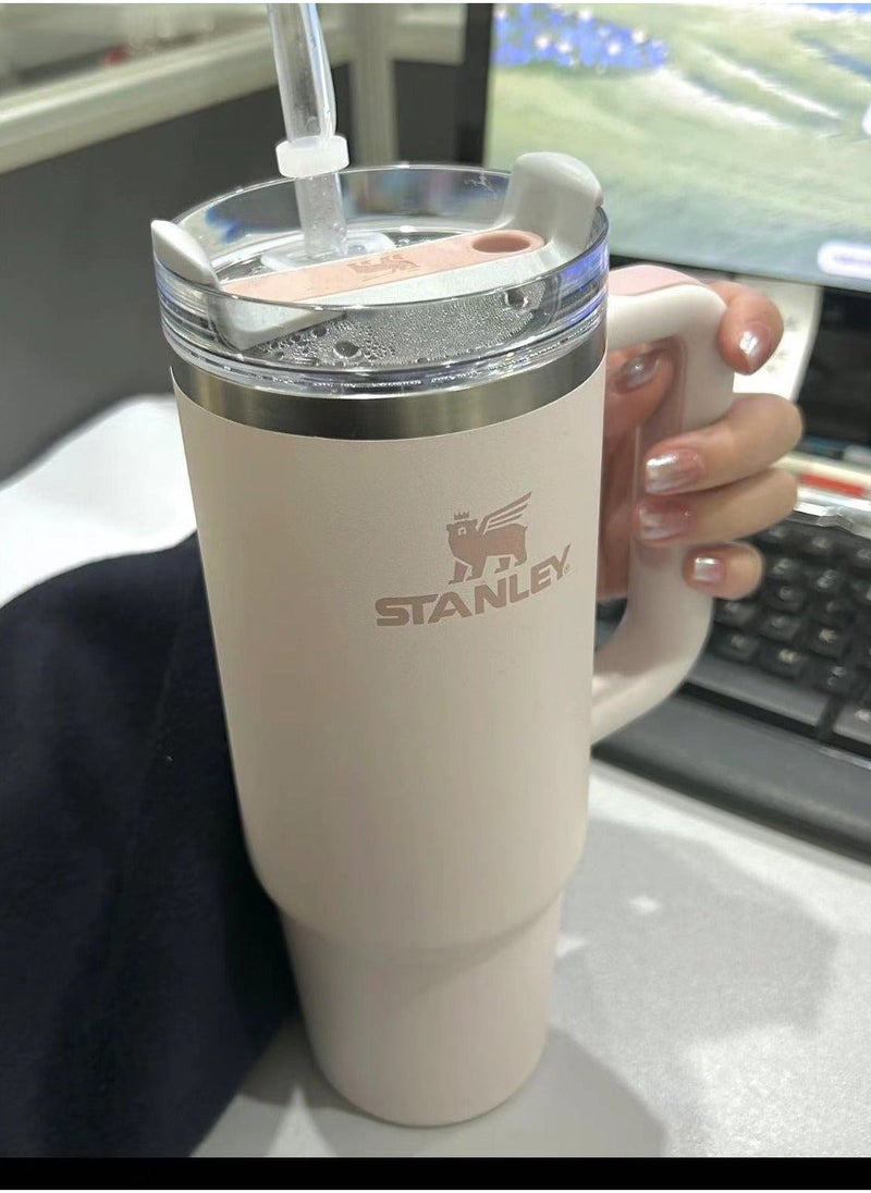 Stanley - Quencher H2.0 FlowState Stainless Steel Vacuum Insulated Tumbler with Lid and Straw for Water, Iced Tea or Coffee, Smoothie,  Rose Quartz, 40 oz - Image 1