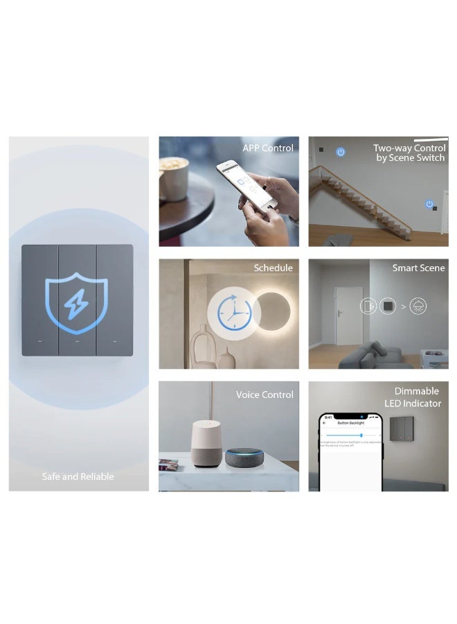 SONOFF M5-1C-80 Smart Wall Switch Apple Home, Google Home, Alexa, Black - Image 3