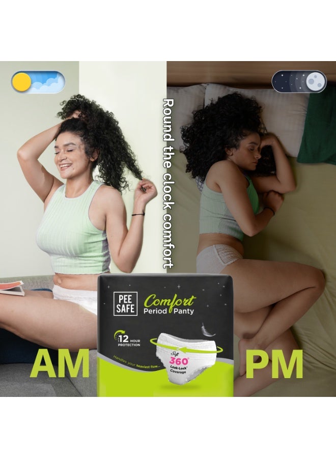 بيساف بي سيف سراويل نسائية لاستخدام مرة واحدة، مقاومة للتسرب، سراويل داخلية للدورة الشهرية لتدفق الدم الغزير، سهلة الارتداء توفر حماية 360 درجة، راحة طوال الليل، خالية من السموم ولا تسبب حساسية، 4 كلوتات - مقاس S-M  - عبوات من 2 - Image 3