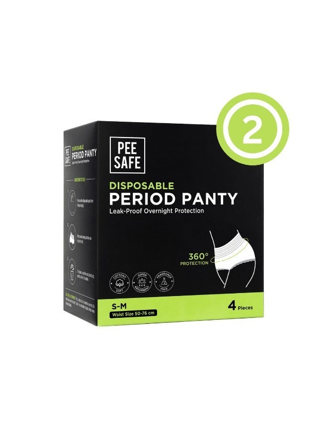 PeeSafe Disposable Period Panties for Women Leak Proof, Period Panty for heavy blood flow, 360° Protection, Overnight Comfort, Rash & Toxin Free, Seamless Fit, Small to Medium size - 4 Panties - Pack of 2 - Image 1