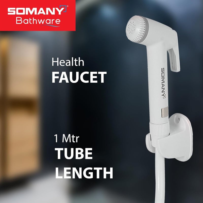Somany Bathware Optimus ABS White Polished Health Faucet With 1 Meter Tube - Image 3