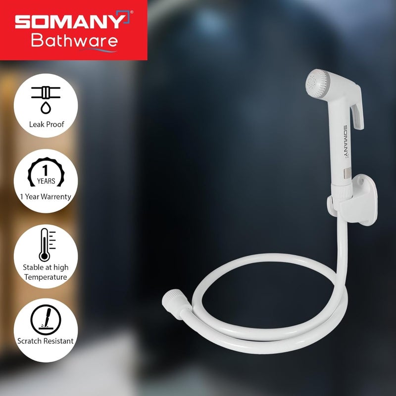 Somany Bathware Optimus ABS White Polished Health Faucet With 1 Meter Tube - Image 4