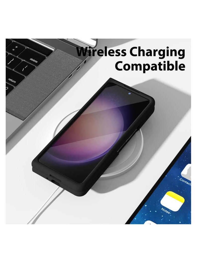 Aookay - Case for Samsung Galaxy Z Fold 6 with Liquid Silicone Grip, Ultra-Thin Soft Rubber, Solid Color Smooth Gel Shell, Matte Solid Color Protective Shockproof Case For Z Fold 6 (Black) - Image 1