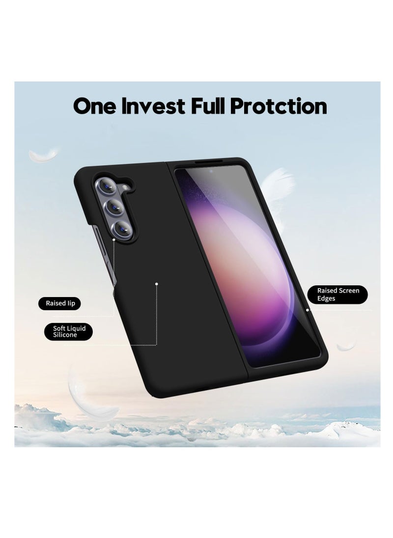 Aookay - Case for Samsung Galaxy Z Fold 6 with Liquid Silicone Grip, Ultra-Thin Soft Rubber, Solid Color Smooth Gel Shell, Matte Solid Color Protective Shockproof Case For Z Fold 6 (Black) - Image 1