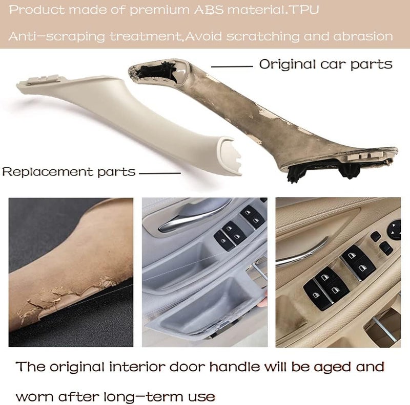 CHUANGHUI Car Door Handle Cover for BMW 5-Series F10 2011–2016 Interior Door Handles Replacement Trim 520i 528i 530i 535d 535i 550i (Beige White) - Image 2