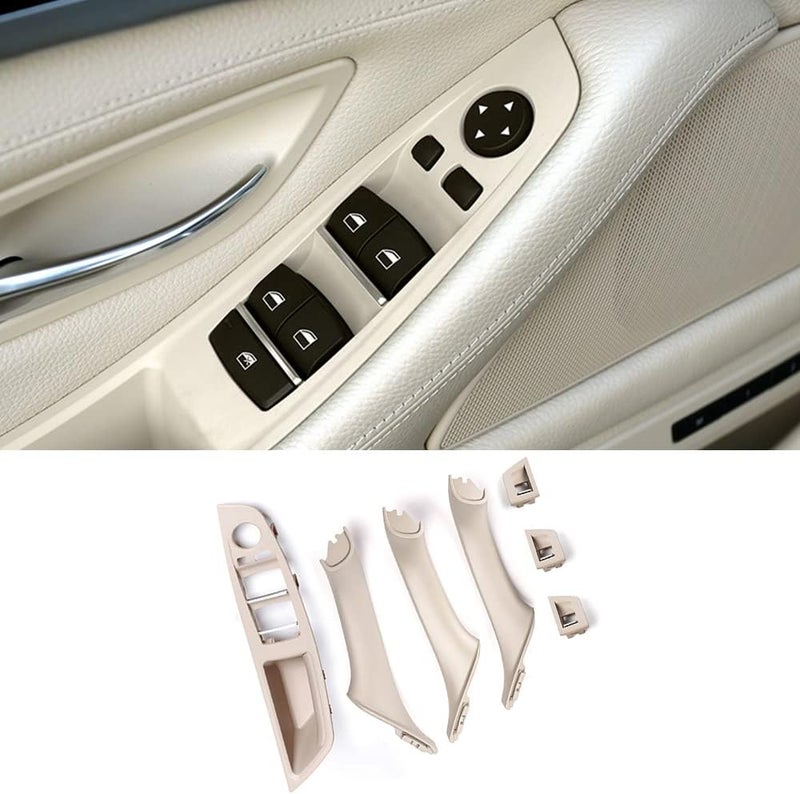 CHUANGHUI Car Door Handle Cover for BMW 5-Series F10 2011–2016 Interior Door Handles Replacement Trim 520i 528i 530i 535d 535i 550i (Beige White) - Image 1