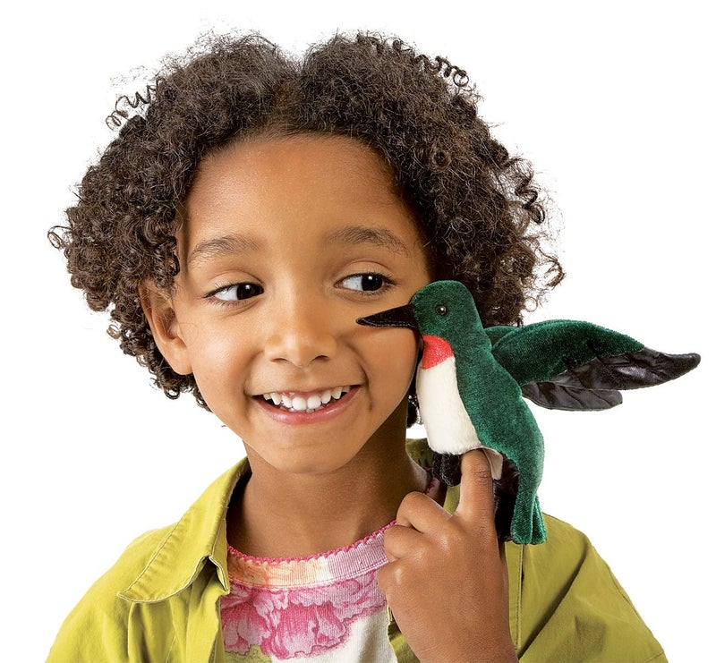 Folkmanis Mini Hummingbird Finger Puppet Bluegreen White Red Black 1 EA - Image 3