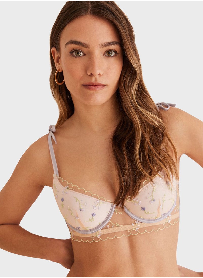 women'secret - Emboridered Strappy Shoulder Padded Bra - Image 1