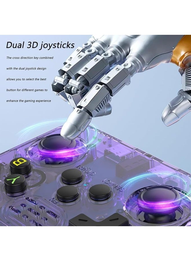 Portable Handheld Gaming Console, 3.5-Inch IPS Display, 128GB Storage with 20,000+ Pre-loaded Classic Games, Retro Open-Source System, Transparent Purple - Image 2