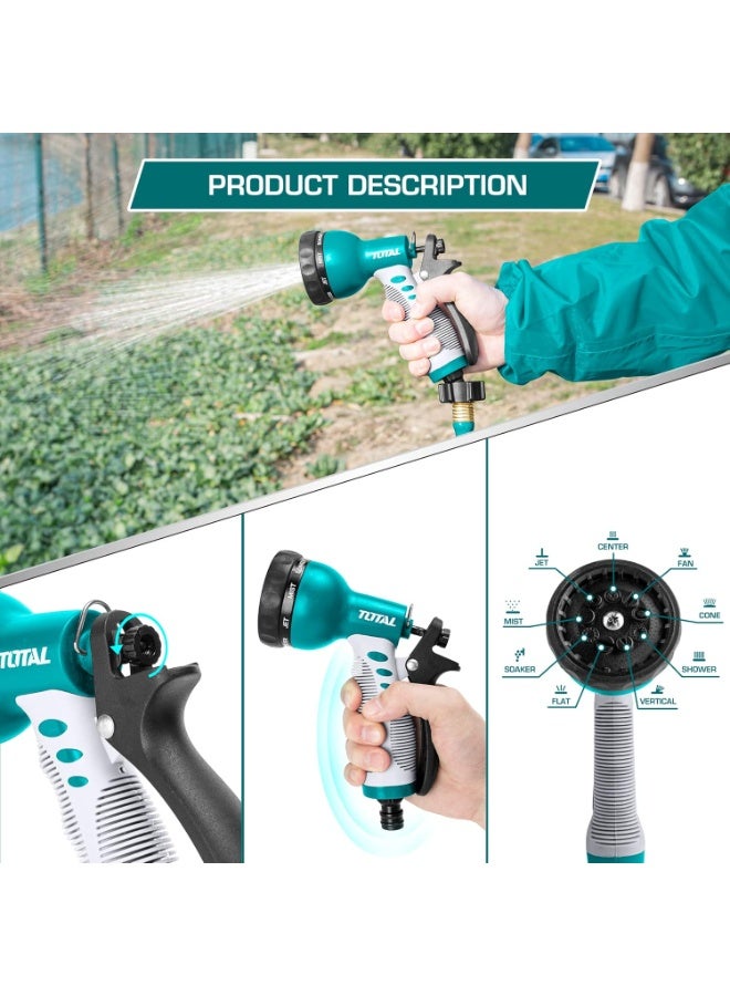 توتال فوهة رش مياه لخرطوم الحديقة ومزودة بـ 9 أنماط من توتال - Image 4