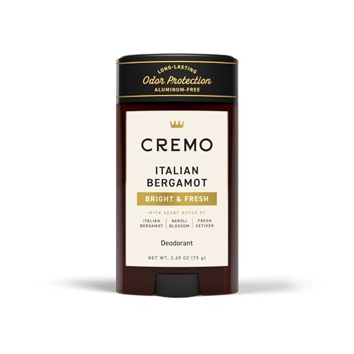 Cremo Italian Bergamot Aluminum Free Deodorant for Men, 48-hour Long Lasting Odor Protection, 2.65oz - Image 1