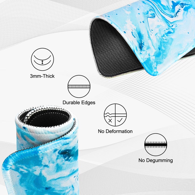 JIKIOU 3 Pack Mouse Pad with Stitched Edge, Comfortable Mouse Pads with Non-Slip Rubber Base, Washable Mousepads Bulk with Lycra Cloth, Mouse Pads for Computers Laptop Mouse 10.2x8.3x0.12in Blue Wave - Image 3