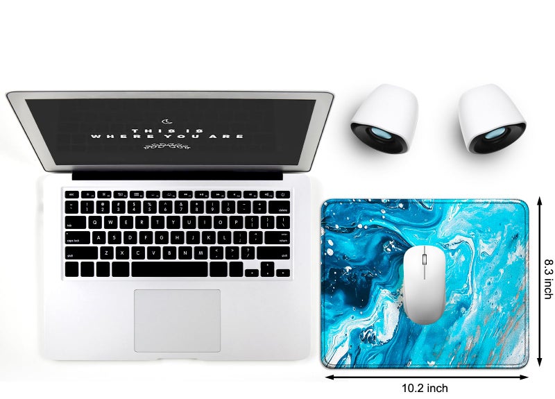 JIKIOU 3 Pack Mouse Pad with Stitched Edge, Comfortable Mouse Pads with Non-Slip Rubber Base, Washable Mousepads Bulk with Lycra Cloth, Mouse Pads for Computers Laptop Mouse 10.2x8.3x0.12in Blue Wave - Image 2