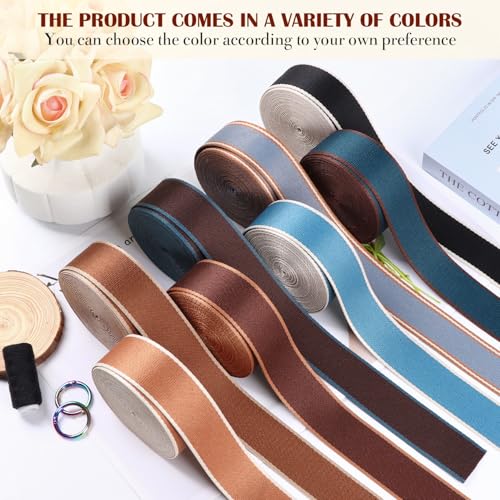 PECMER 38mm Pale Brown Webbing Heavy Duty Striped Webbing Nylon Webbing 1.5 inch Webbing Belt Nylon Strap Purse Webbing Straps (Pale Brown) - Image 5