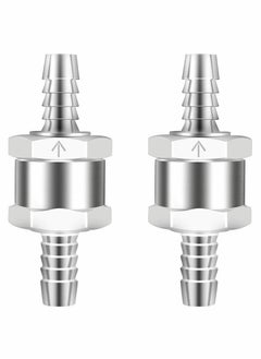 SYOSI 8mm One Way Aluminium Fuel Non Return Check Valve for Petrol Diesel Oil Water Chrome Car Auto Carburettor Low Pressure Systems (2 Packs)  - Image 1