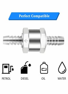 SYOSI 8mm One Way Aluminium Fuel Non Return Check Valve for Petrol Diesel Oil Water Chrome Car Auto Carburettor Low Pressure Systems (2 Packs)  - Image 3