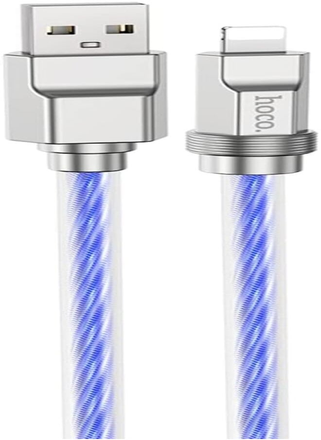 Hoco Hoco U113 - Solid Charging And Data Transmittion Cable (2.4A - 1M), USB-A To Lightning Plug, Compatible With Apple iPhone iPad Airpods - Blue 