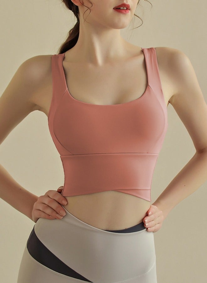 HaveDream Women's Yoga Tank Top, New Shockproof High Strength Running Fitness Bra - Coral Pink L  - Image 1