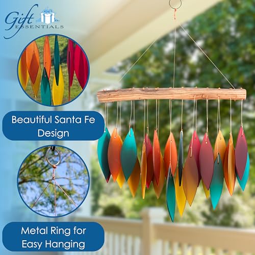 Gift Essentials Blue Handworks Santa Fe Glass Chime, Sandblasted Glass and Found Wood Handcrafted Wind Chime - Image 2