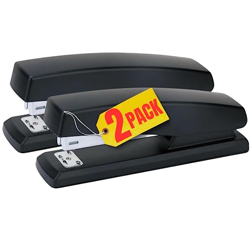 1InTheOffice Office Stapler for Desk, Heavy Duty Desk Stapler, Black, 20 Sheets Capacity,2 Pack - Image 1