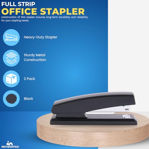 1InTheOffice Office Stapler for Desk, Heavy Duty Desk Stapler, Black, 20 Sheets Capacity,2 Pack - Image 2