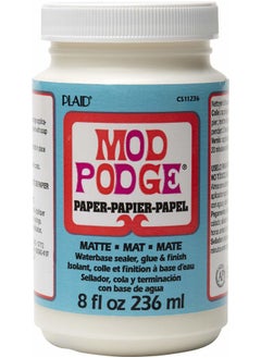 Mod Podge Waterbase Sealer, Glue and Finish for Paper (8-Ounce), CS11236 Matte Finish  - Image 1