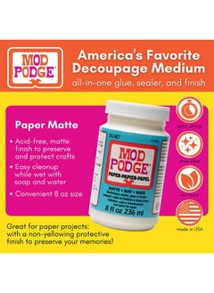 Mod Podge Waterbase Sealer, Glue and Finish for Paper (8-Ounce), CS11236 Matte Finish  - Image 2
