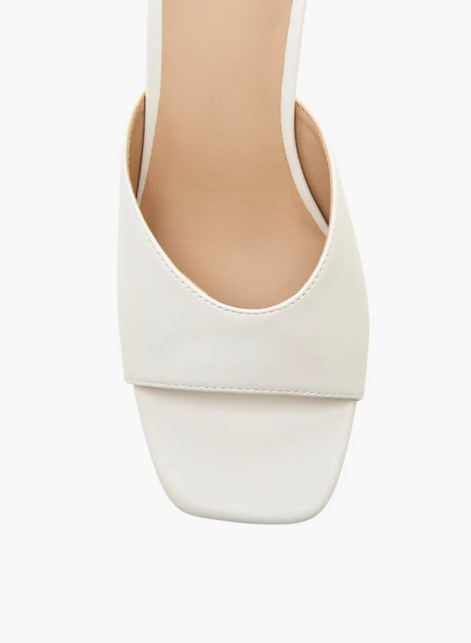 Flora Bella By Shoexpress Solid Slip-On Sandals with Flared Heel