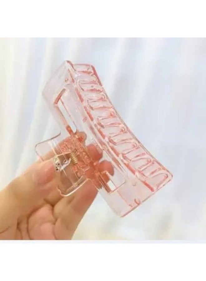 DN Creation Set of 6 Plastic Rectangle Hair Claw Transparent Solid Color,Non-Slip Catch Hair Clips Jumbo Hair Styling Accessories -Assorted Color - Image 2