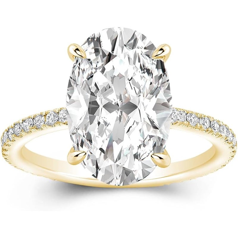 Effinny 3.5ct Elongated Oval Cut Moissanite Engagement Ring for Women,Genuine D Color VVS1 Clarity,925 Sterling Silver Solitaire Promise Ring for Wedding,Daily,Travel,Party - Image 1