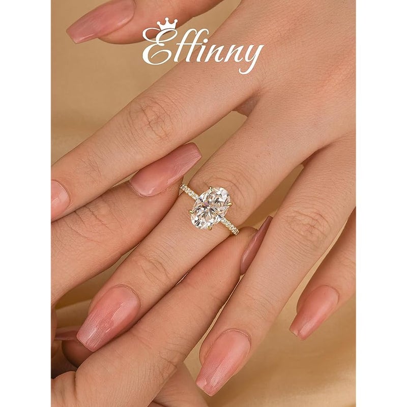 Effinny 3.5ct Elongated Oval Cut Moissanite Engagement Ring for Women,Genuine D Color VVS1 Clarity,925 Sterling Silver Solitaire Promise Ring for Wedding,Daily,Travel,Party - Image 3